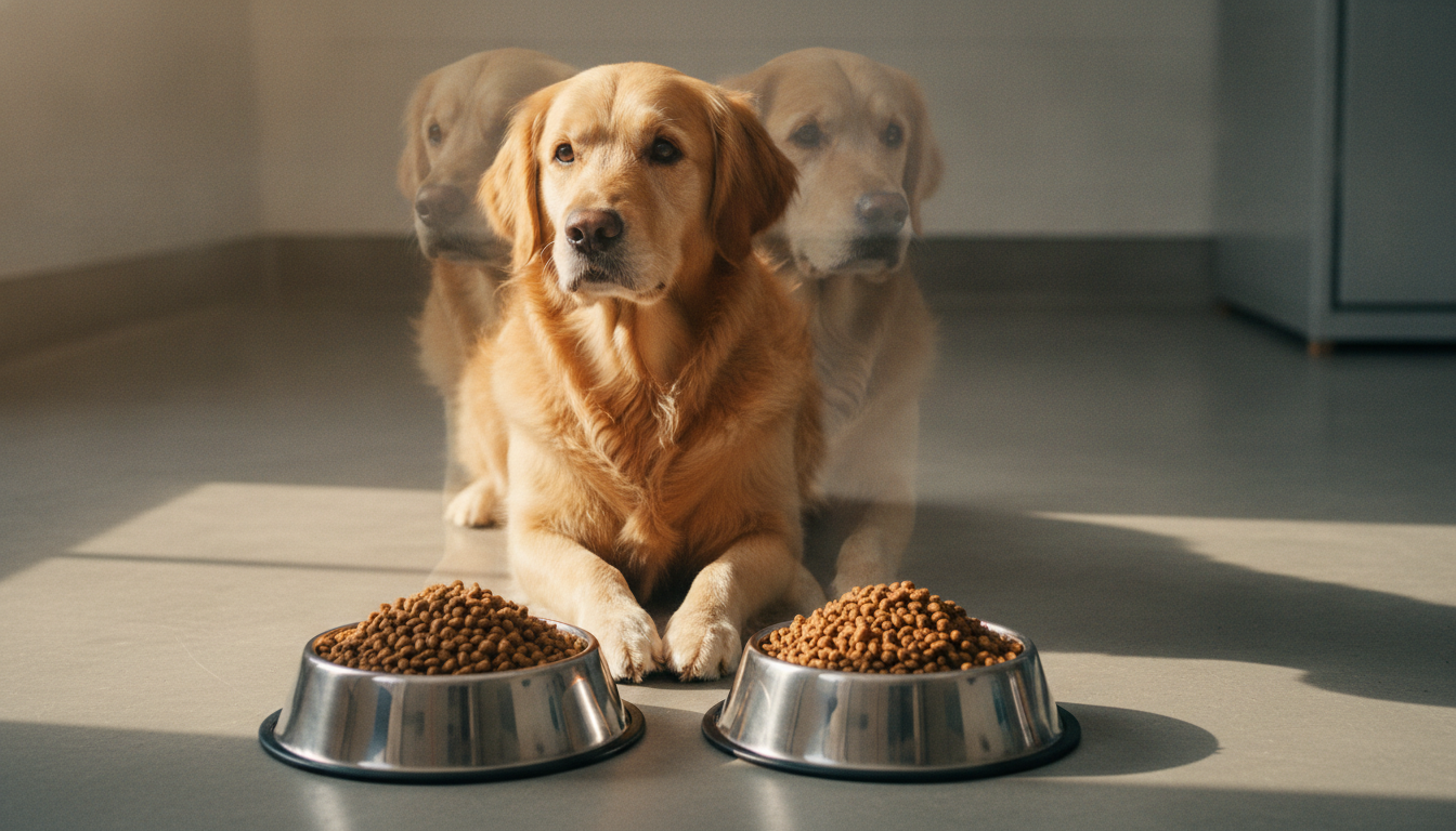 Two full food bowls showing how matching gifts for animal rescue double a donation